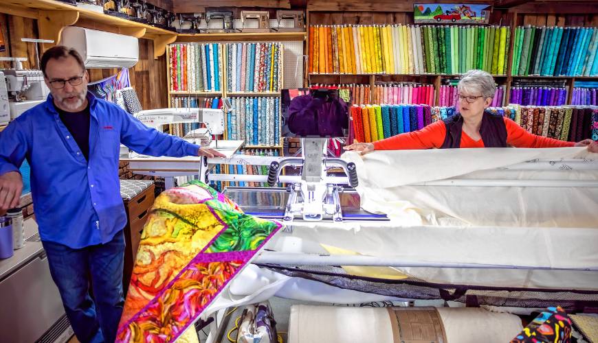 Randy and Holly Silver saw their chance two years ago to buy the Bittersweet Fabric Shop, a staple in Boscawen for more than 50 years. They work together side by side and even have their two grown children help with the business.