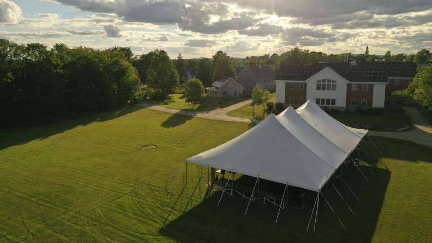 The New London Barn Playhouse's tent on the grounds of Colby Sawyer College. 